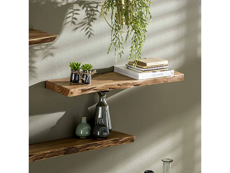 Wandplank Edge - 90cm Breed - Acaciahout - Bruin