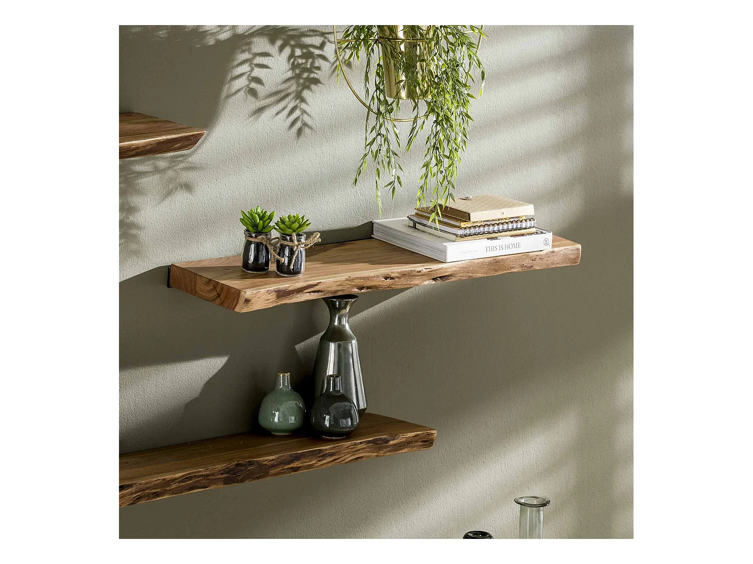 Wandplank Edge - 90cm Breed - Acaciahout - Bruin