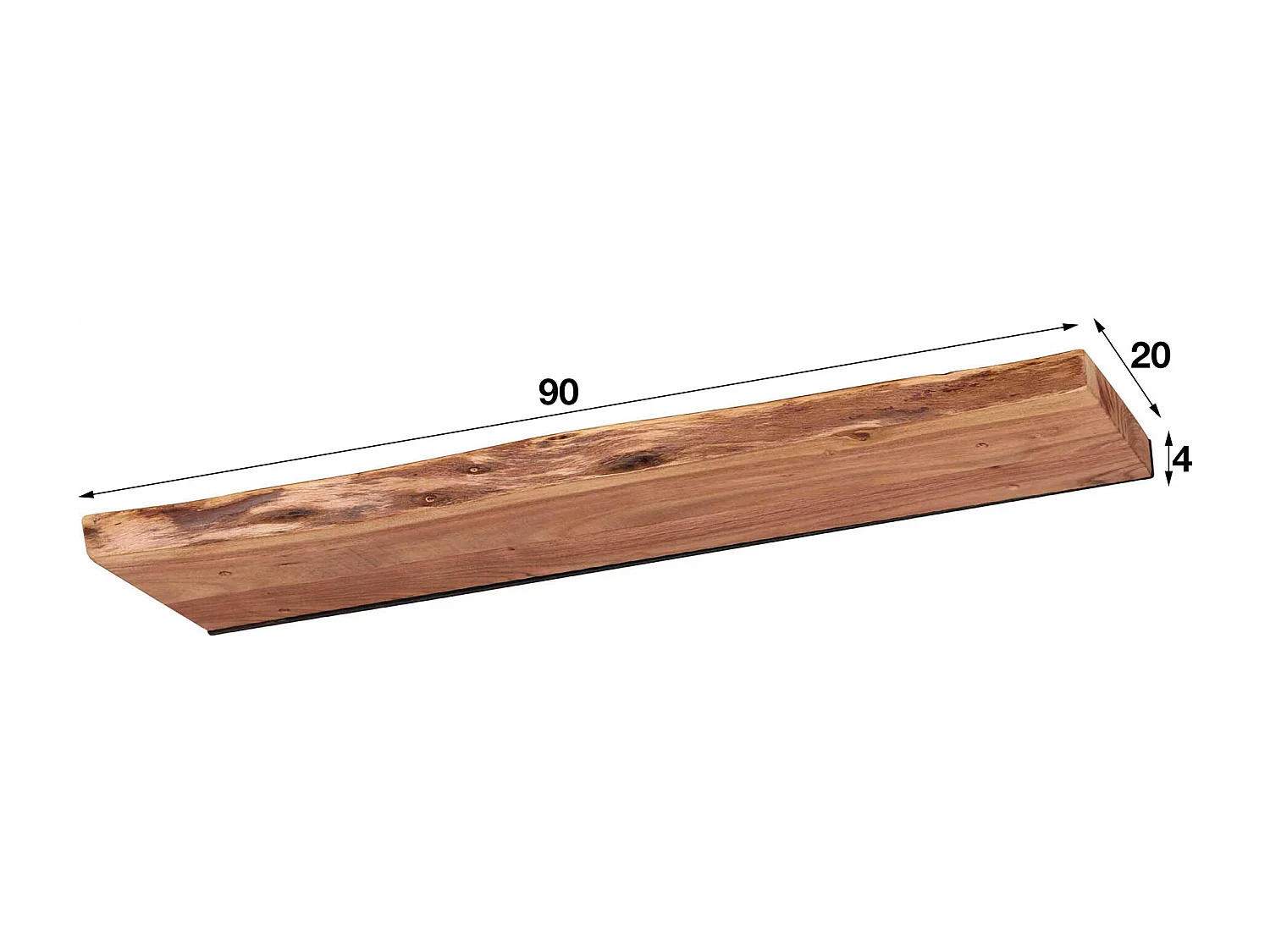 Wandplank Edge - 90cm Breed - Acaciahout - Bruin
