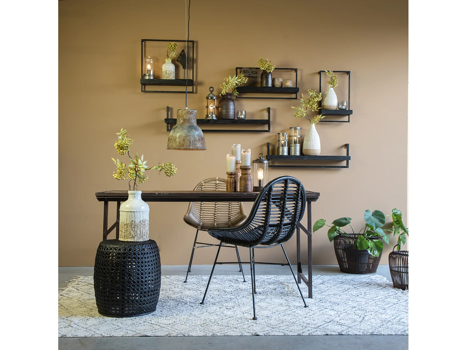 Wandplank MADDISON - 80x15x24cm - Zwart