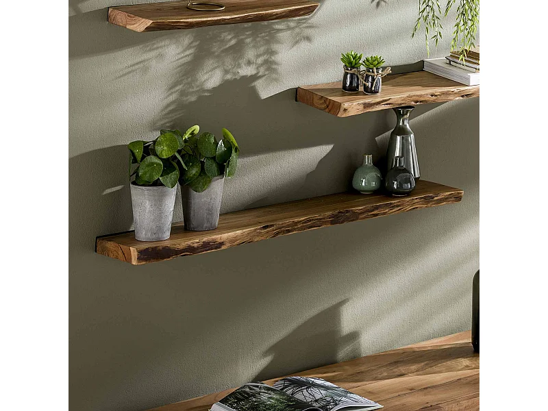 Wandplank 120 edge - Acaciahout - Bruin