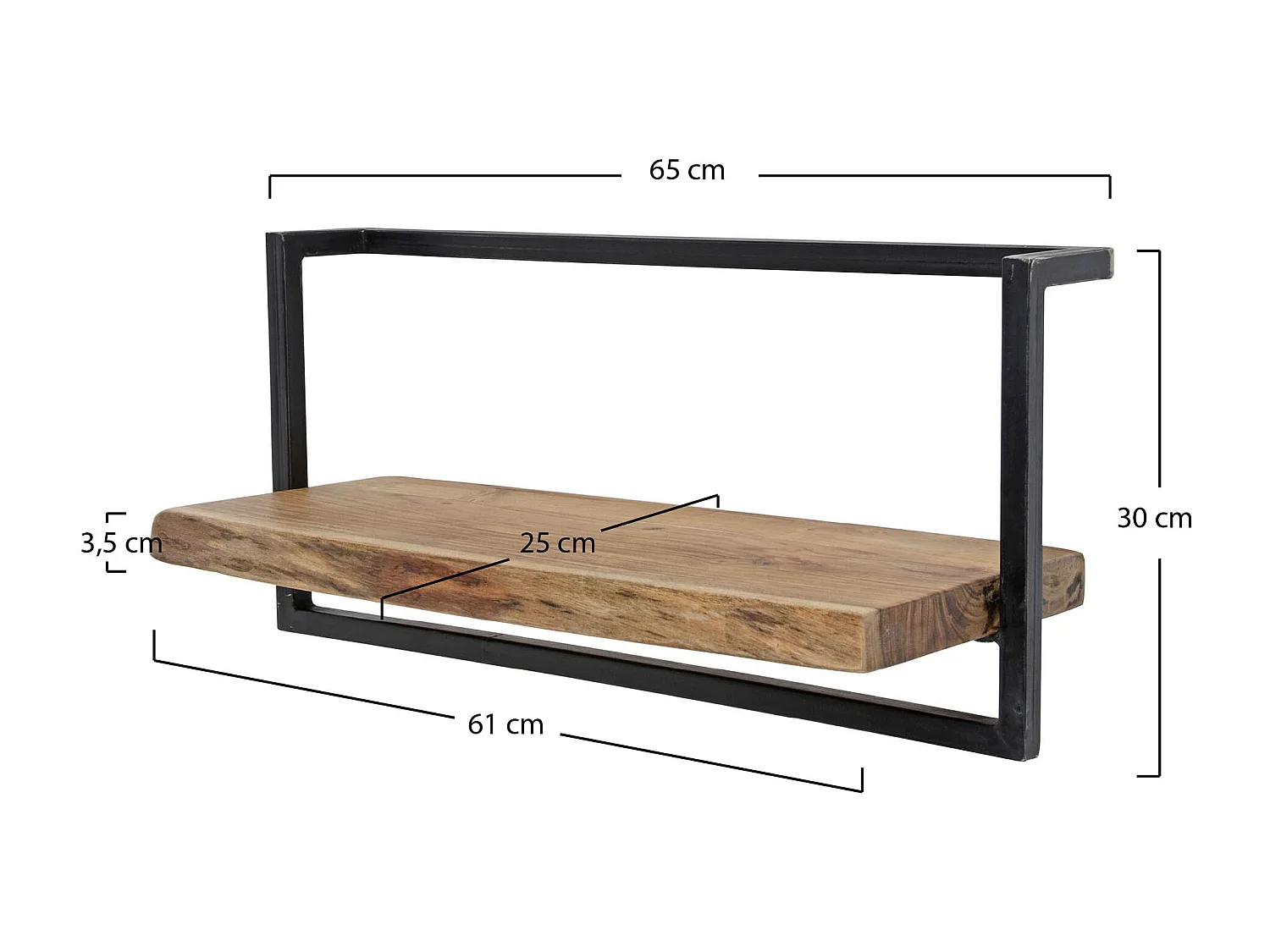 Wandplank Edge - 65cm - Acaciahout