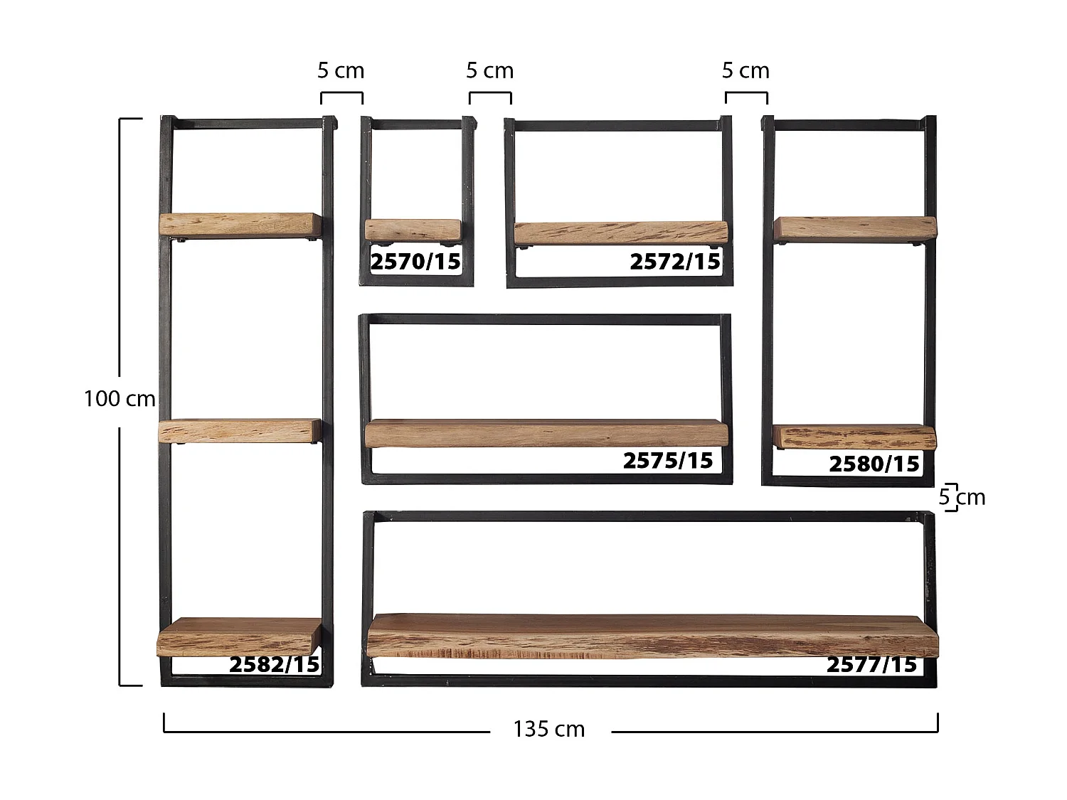 Wandplank Edge - 65cm - Acaciahout