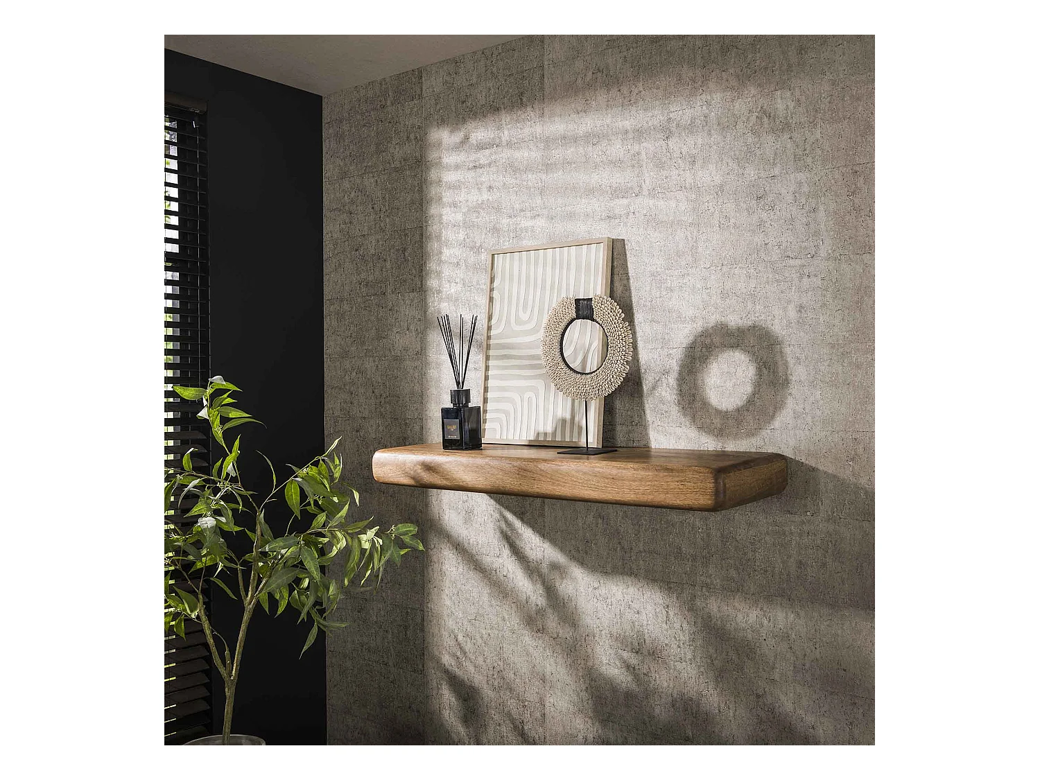 Wandplank Sleek 118cm - Massief Mango Zandkleur