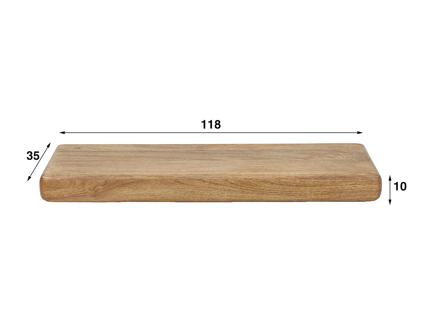 Wandplank Sleek 118cm - Massief Mango Zandkleur