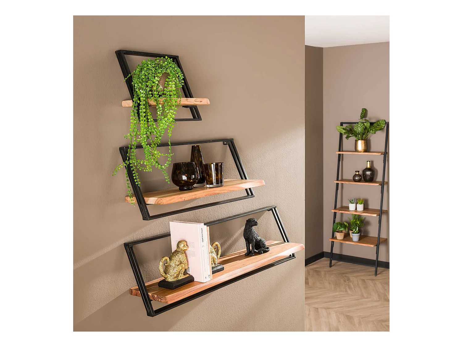 Wandschap Lean Set van 3 - Acaciahout