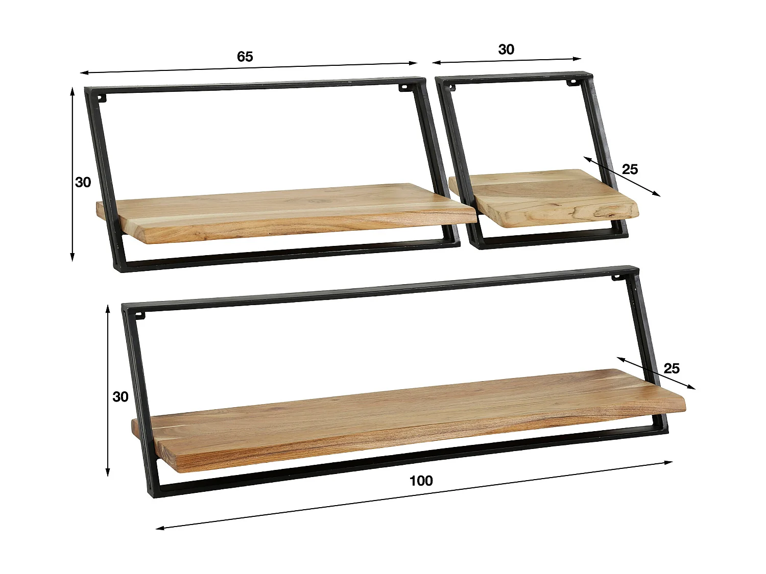 Wandschap Lean Set van 3 - Acaciahout