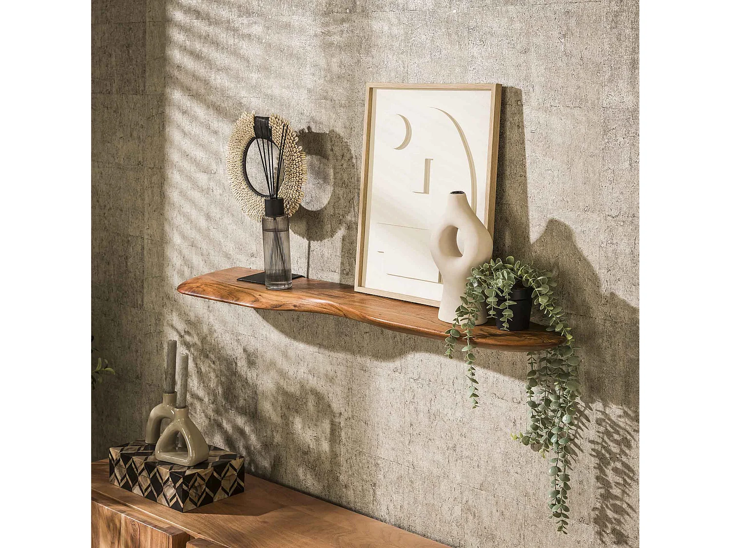 Wandplank 120cm Organic - Massief Acacia Naturel