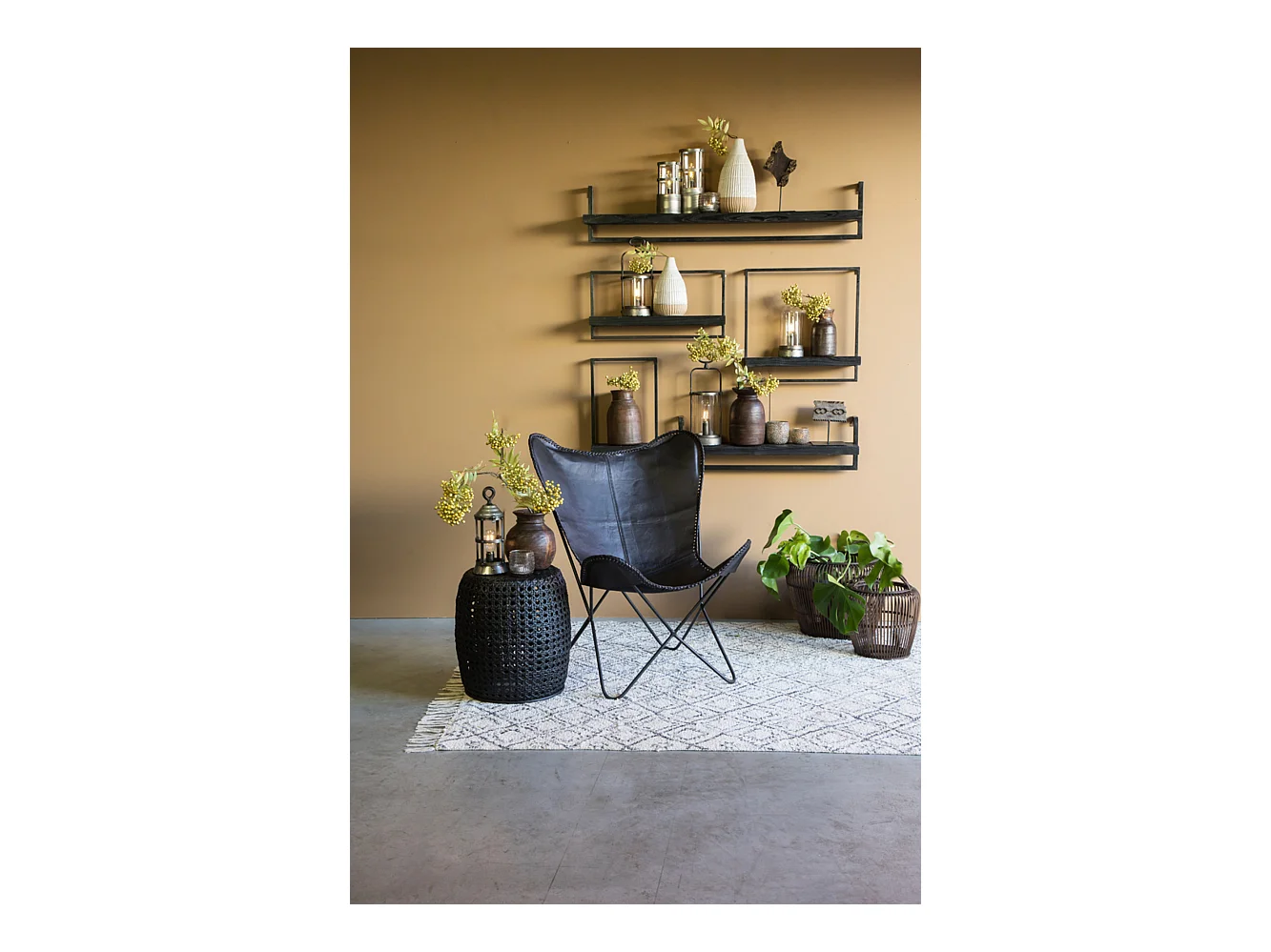 Wandplank MADDISON - 120x18x24cm - Zwart