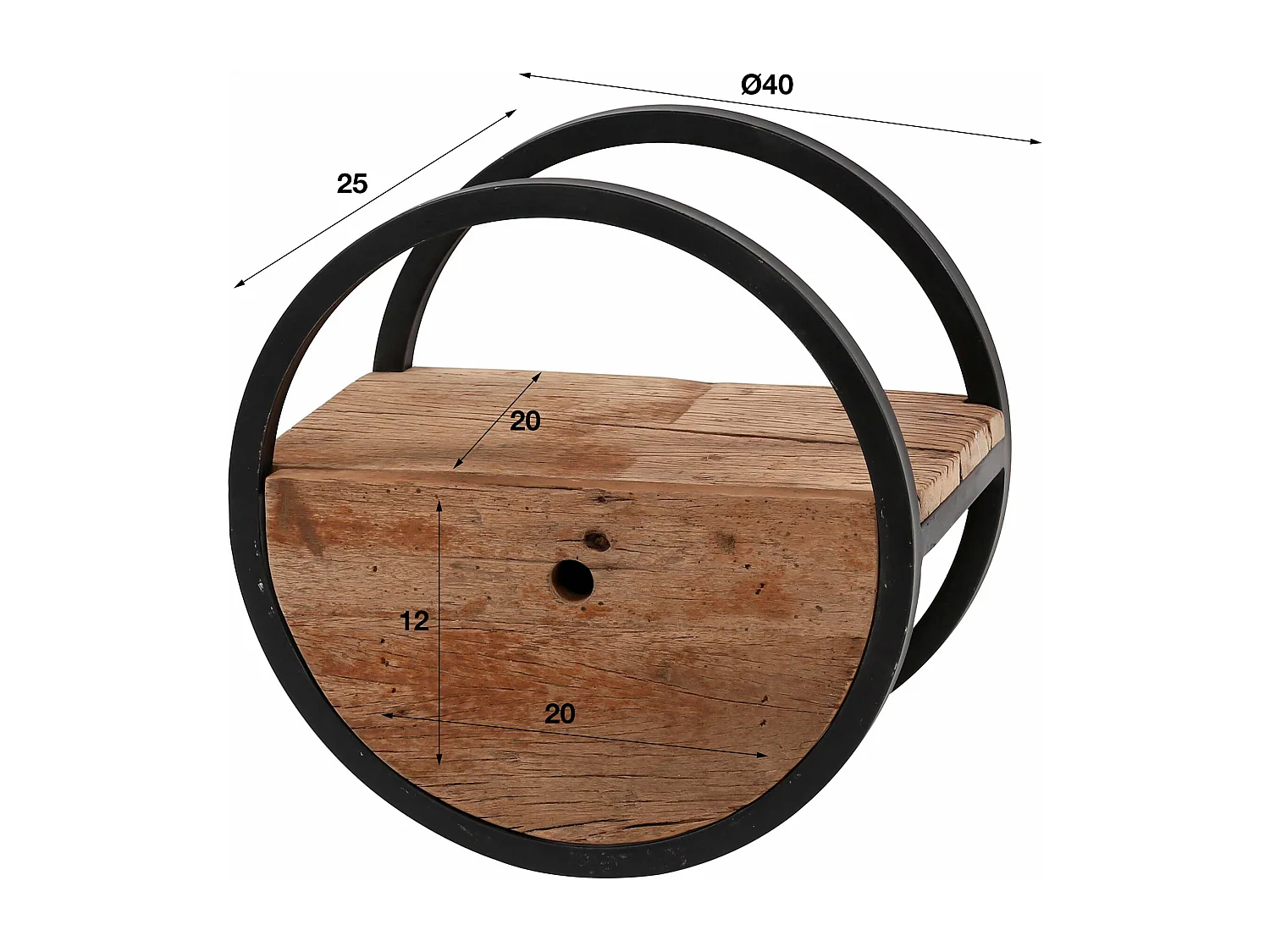 Wandschap Circular - Ø40 - Met Lade - Hout