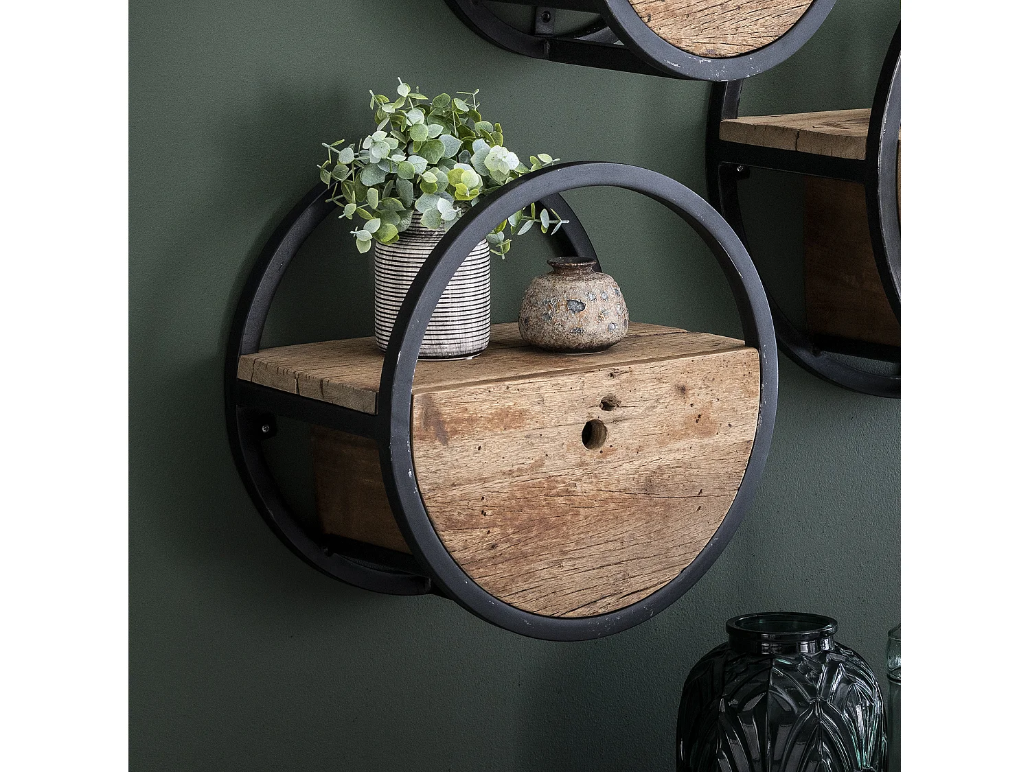 Wandschap Circular - Ø40 - Met Lade - Hout