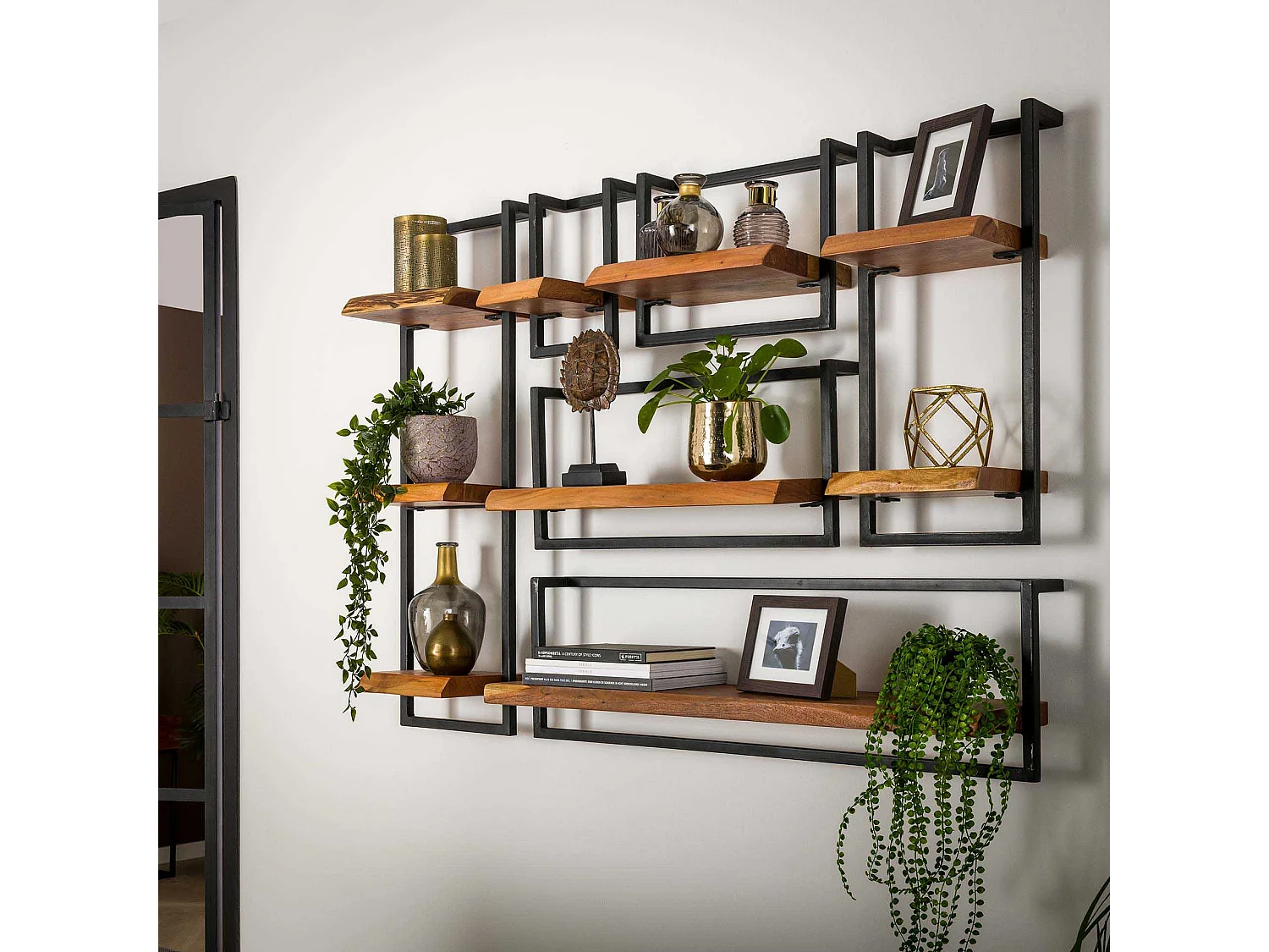 Wandplank Edge - 20cm - Acaciahout - Bruin