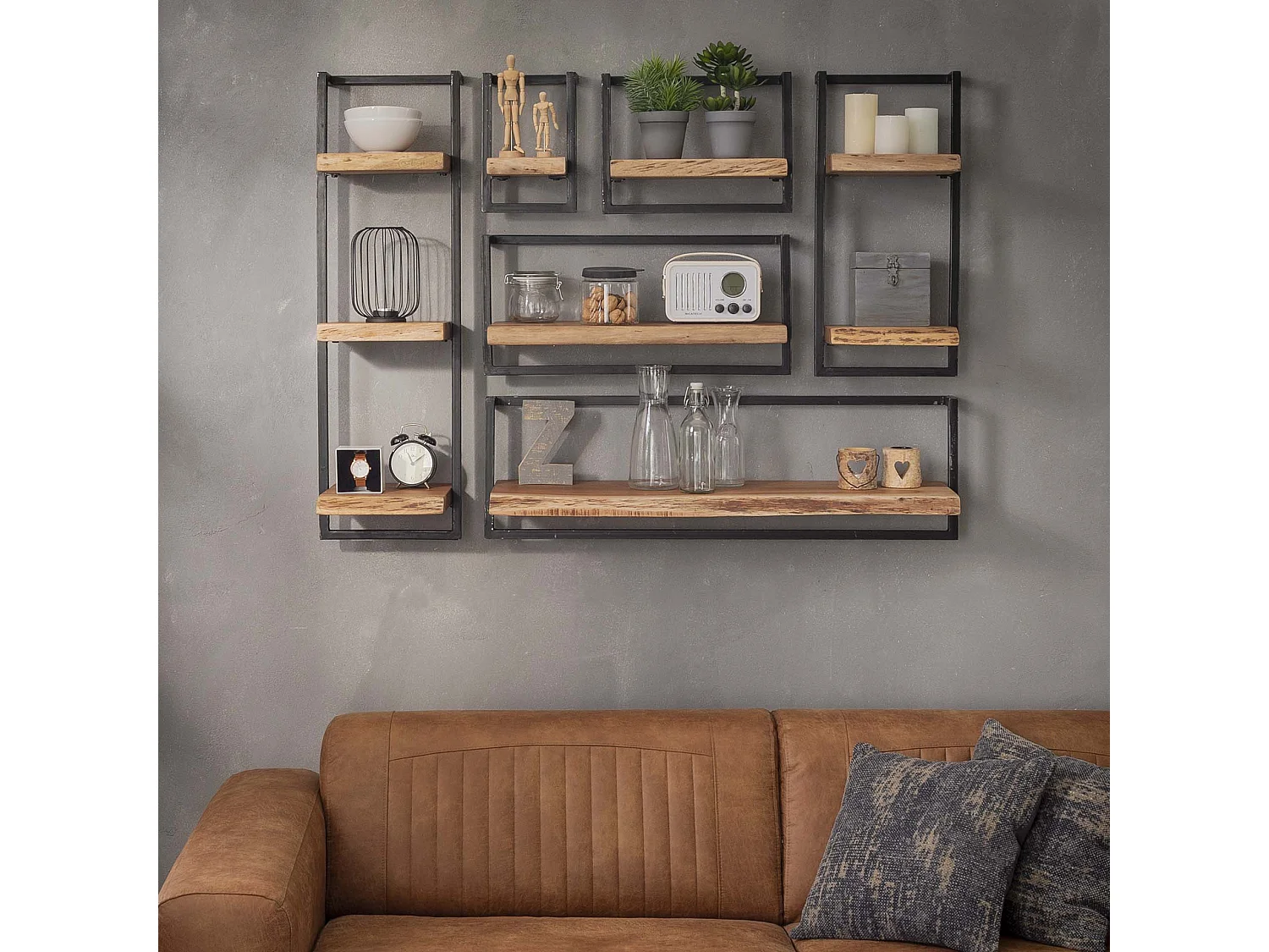 Wandplank Edge - 20cm - Acaciahout - Bruin