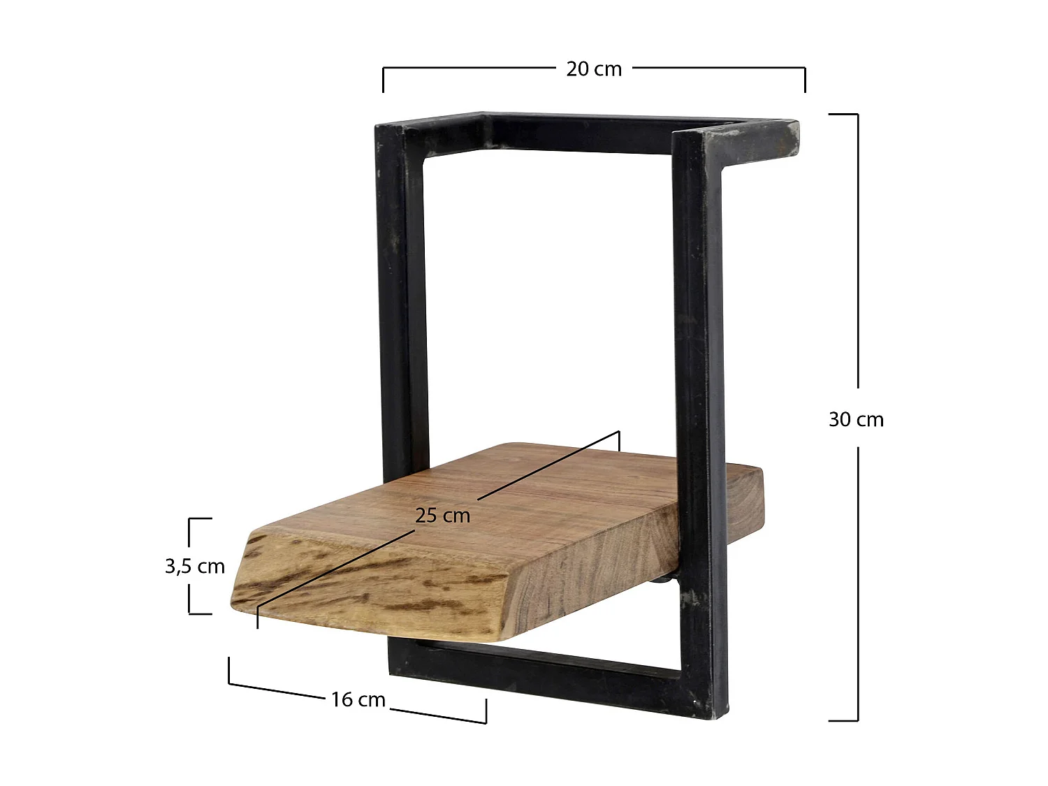 Wandplank Edge - 20cm - Acaciahout - Bruin