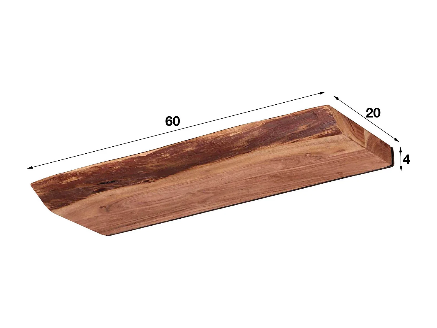 Wandplank Edge - 60cm Breed - Bruin - Acaciahout