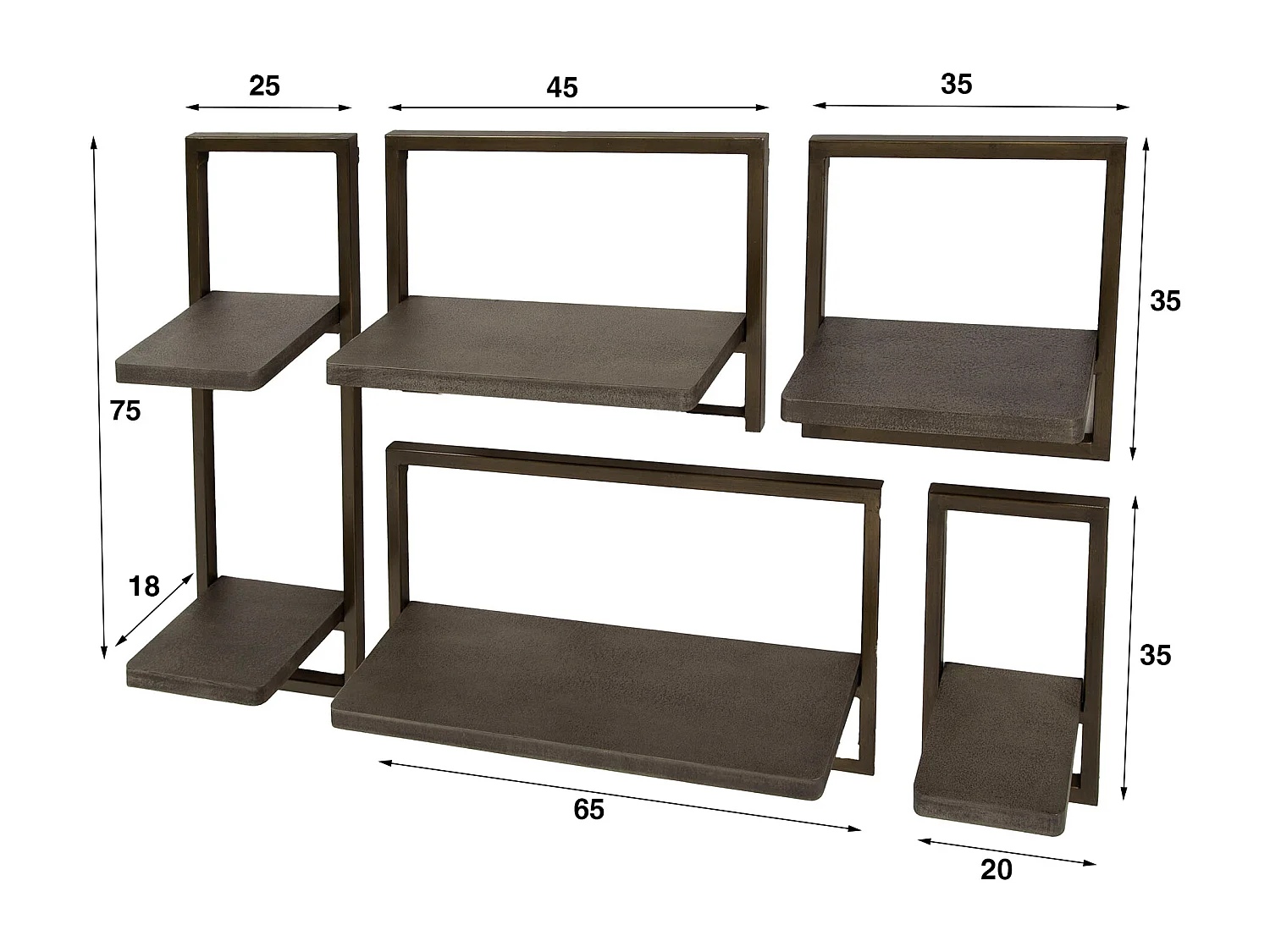 Wandschap Ferro - Brons Antiek - Set van 5