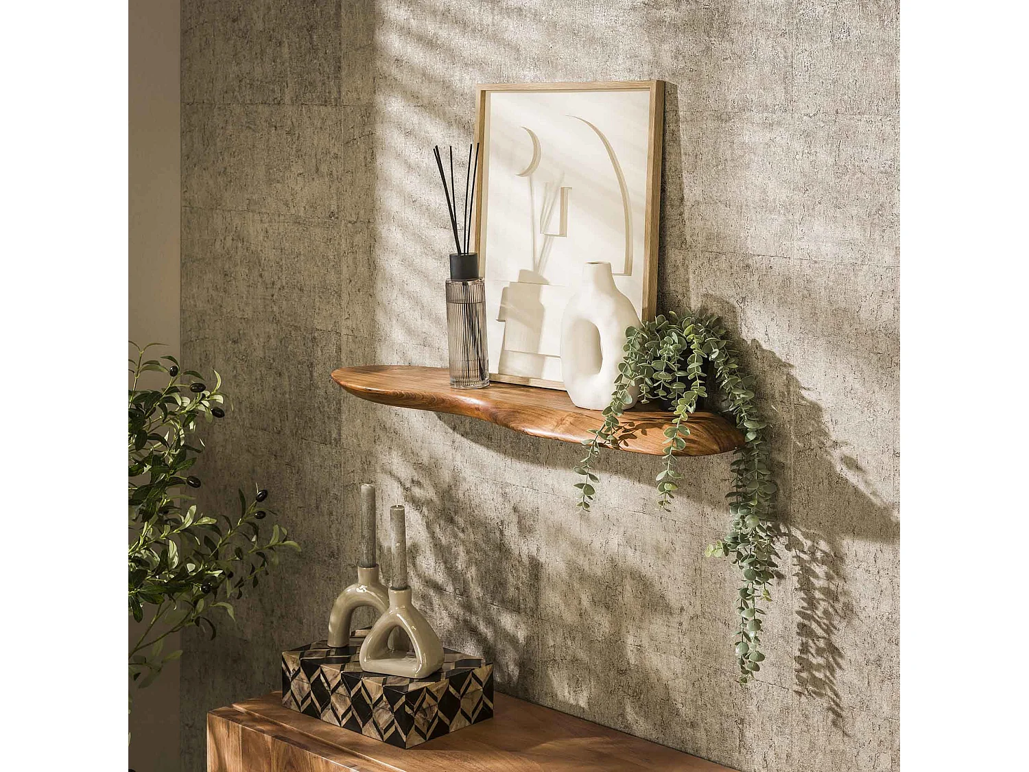 Wandplank 90cm Organic - Massief Acacia Naturel