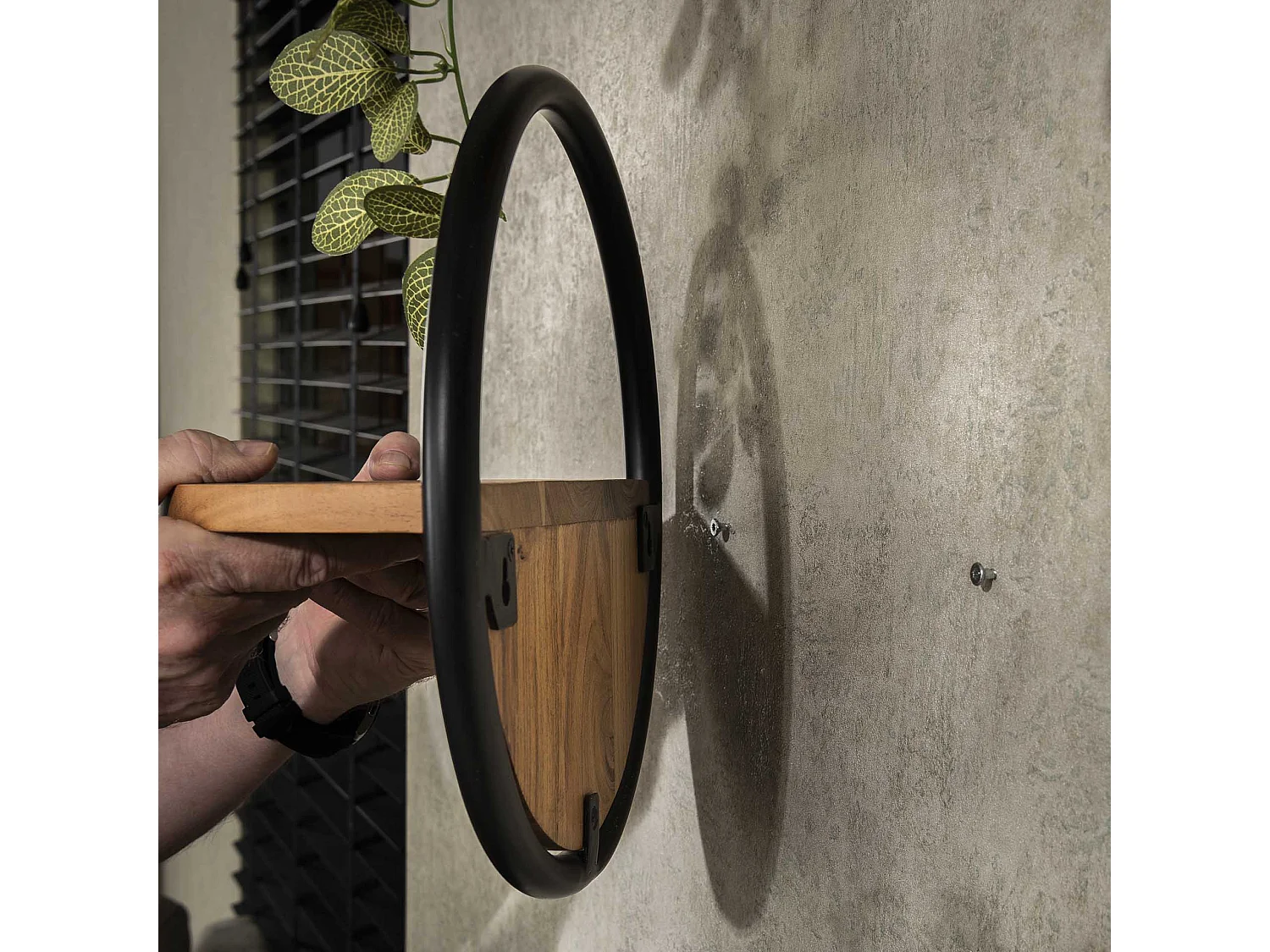 Wandschap Rond Set-3 - Massief Acacia Naturel