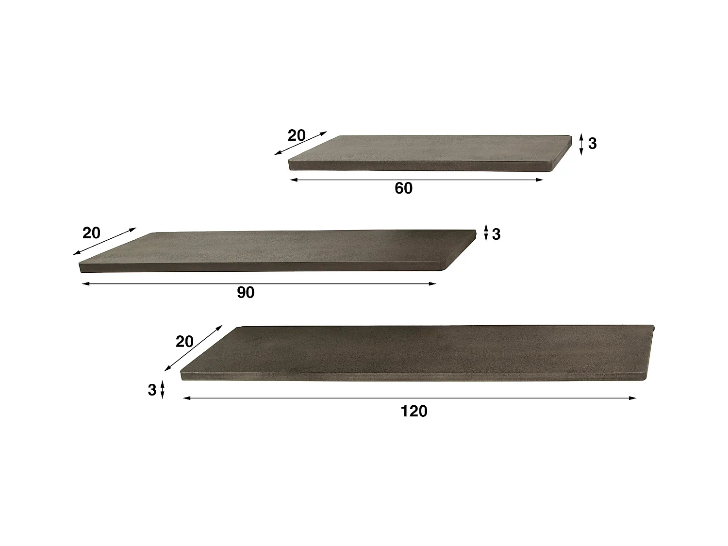 Wandschap Ferro- Brons Antiek- Set van 3