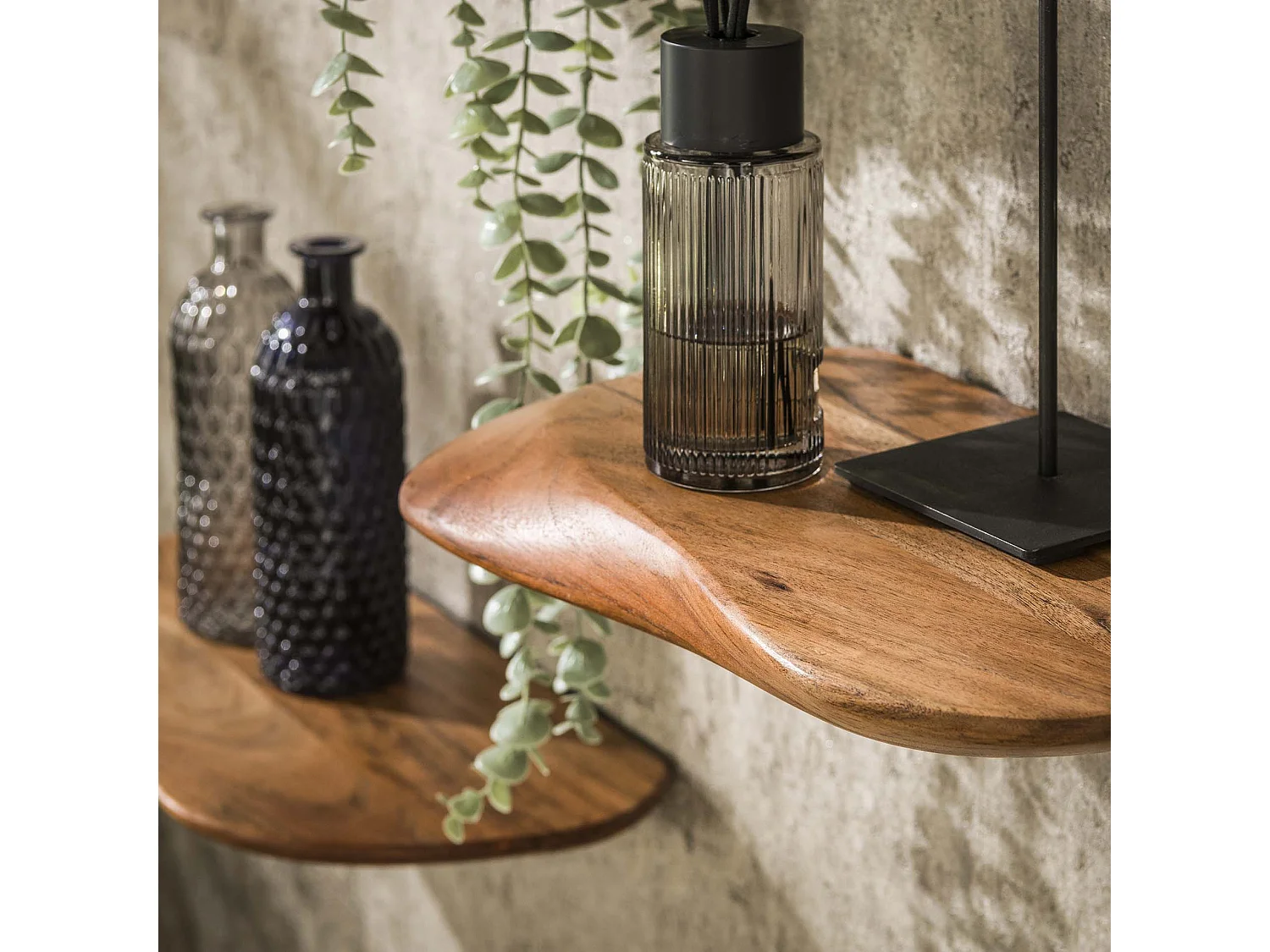 Wandschap Organic - Massief Acacia Naturel - Set van 3