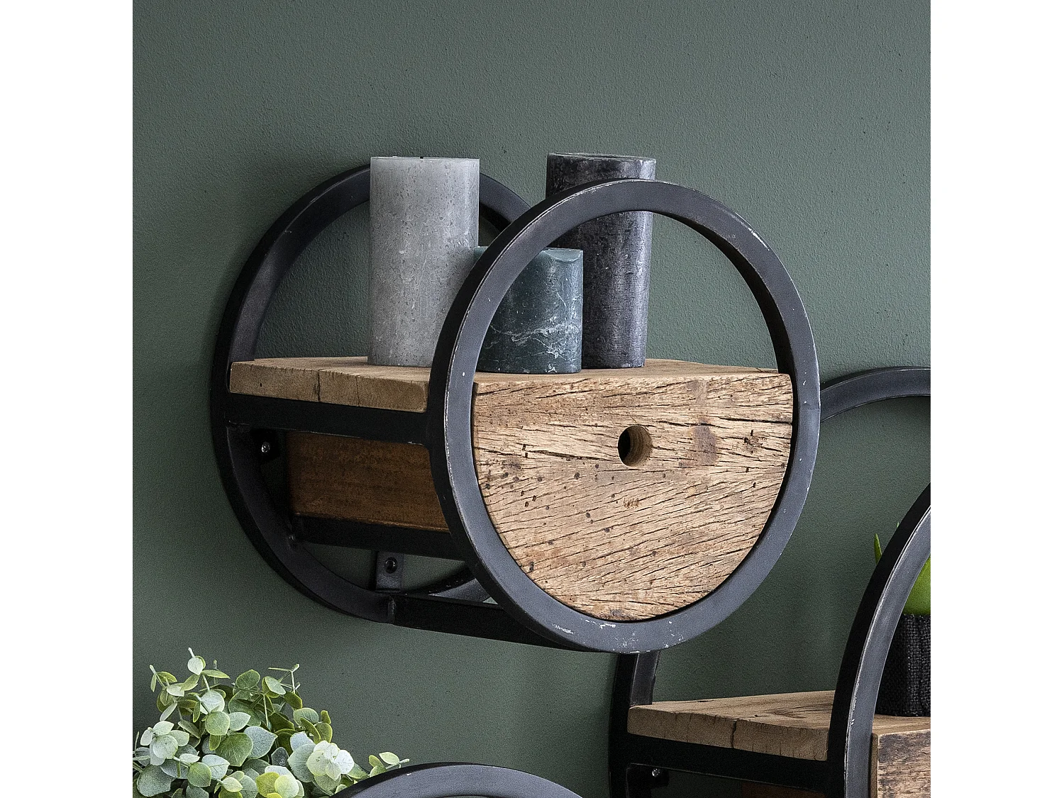 Wandschap Circular - Ø30 - Met Lade - Hout - Bruin