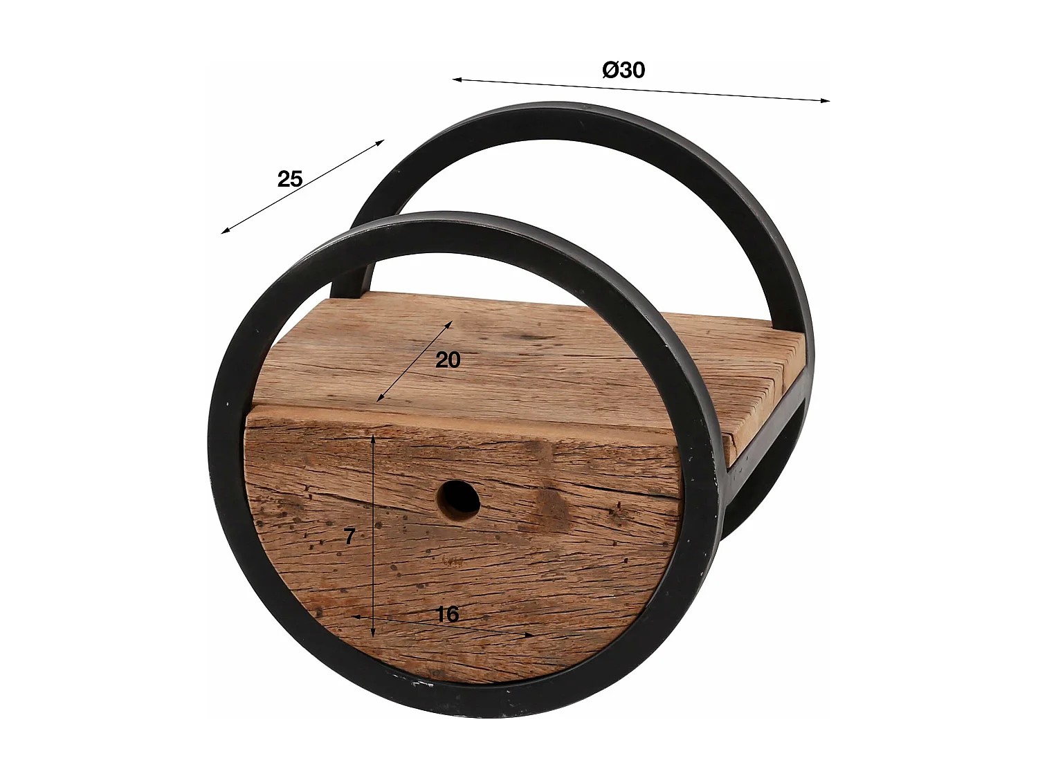 Wandschap Circular - Ø30 - Met Lade - Hout - Bruin