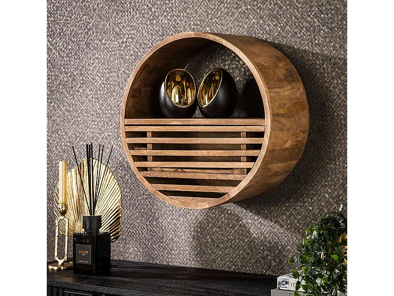 Wandschap Tweak Ø50 - Massief Mango Zandkleur