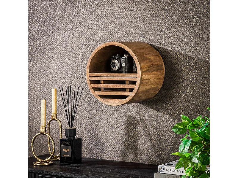 Wandschap Tweak Ø30 - Massief Mango Zandkleur