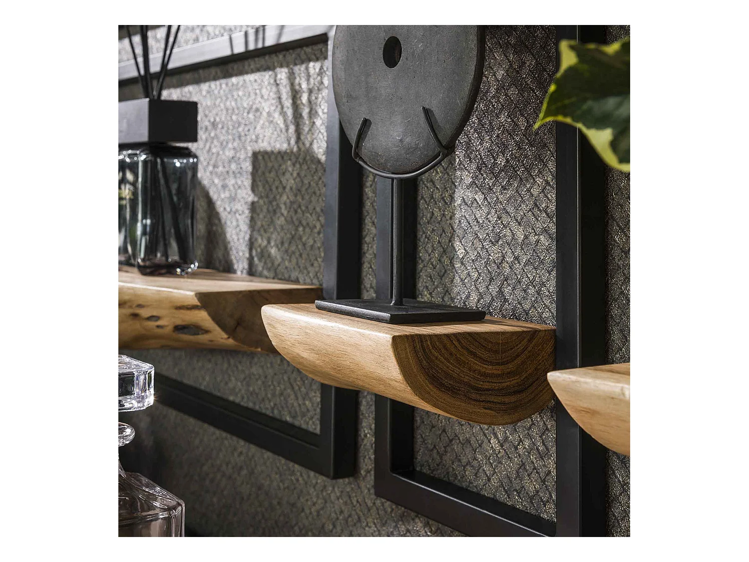 Wandschap Set Edge - Massief Acacia Naturel - Set van 5