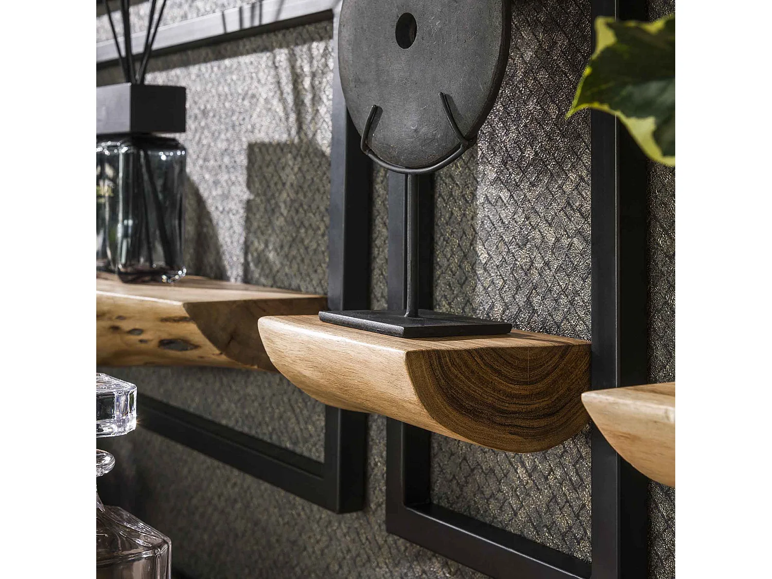 Wandschap Set Edge - Massief Acacia Naturel - Set van 5