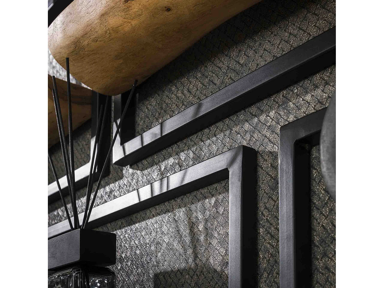 Wandschap Set Edge - Massief Acacia Naturel - Set van 5