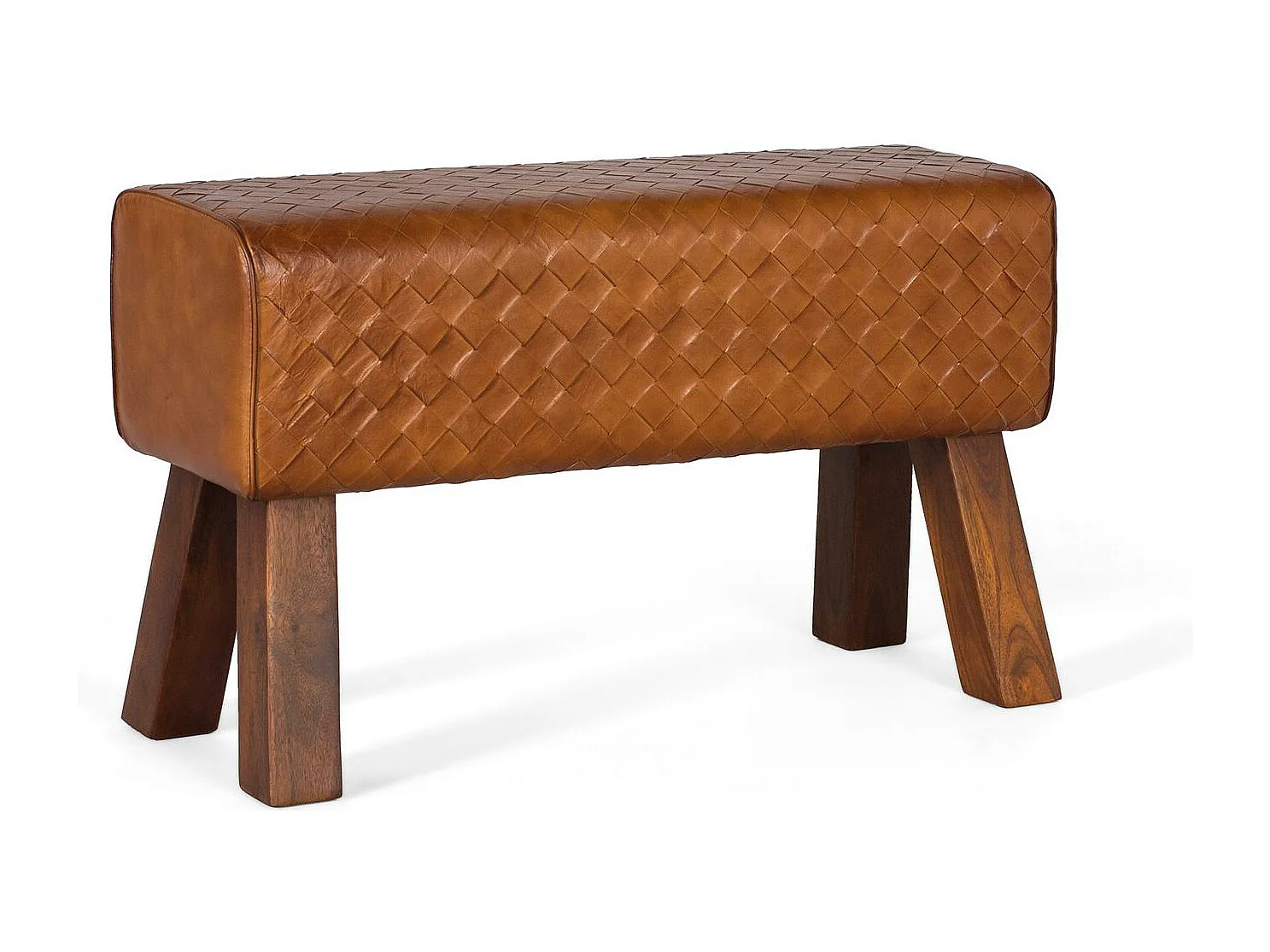 Banc recuvert de cuir et pieds en bois masyw