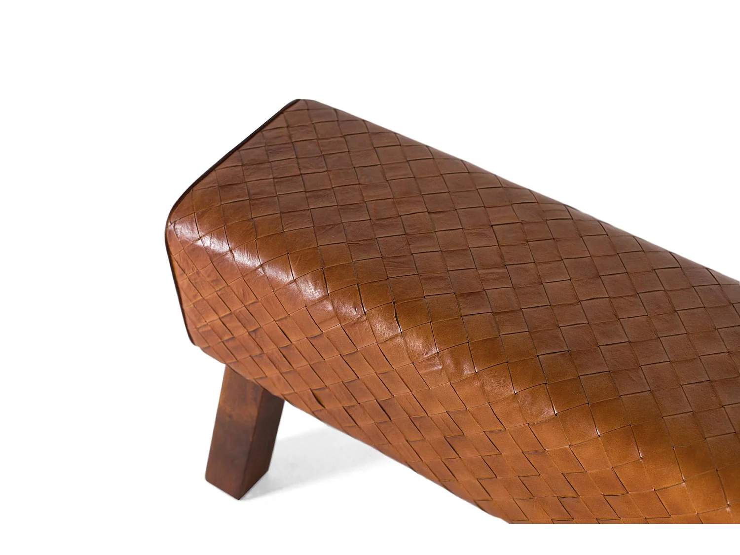 Banc recuvert de cuir et pieds en bois masyw