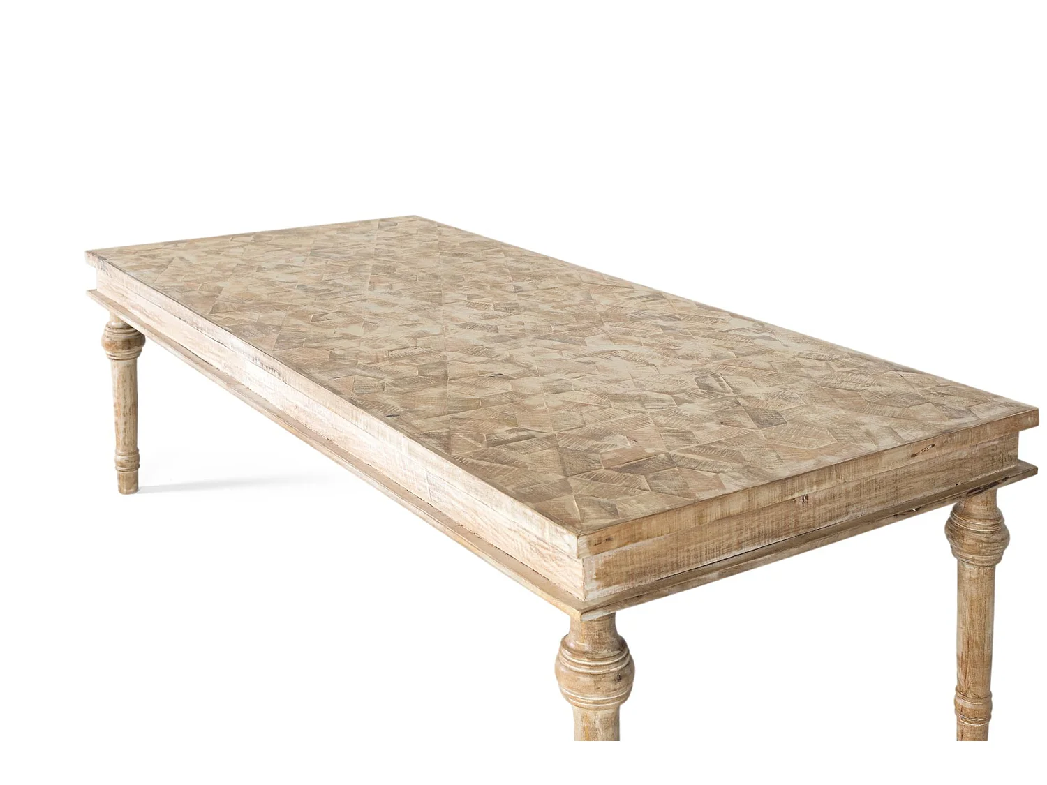 Tables de salle à manger en bois de manguier 200 cm, style rustique vintage - 76 x 200 x 100