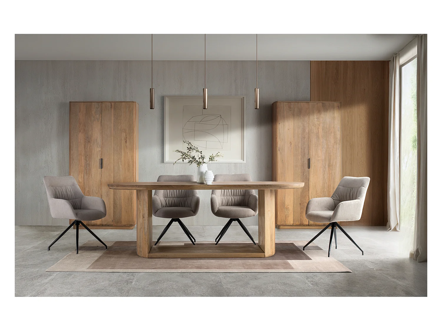 Ovale tafel van mangohout 210 cm