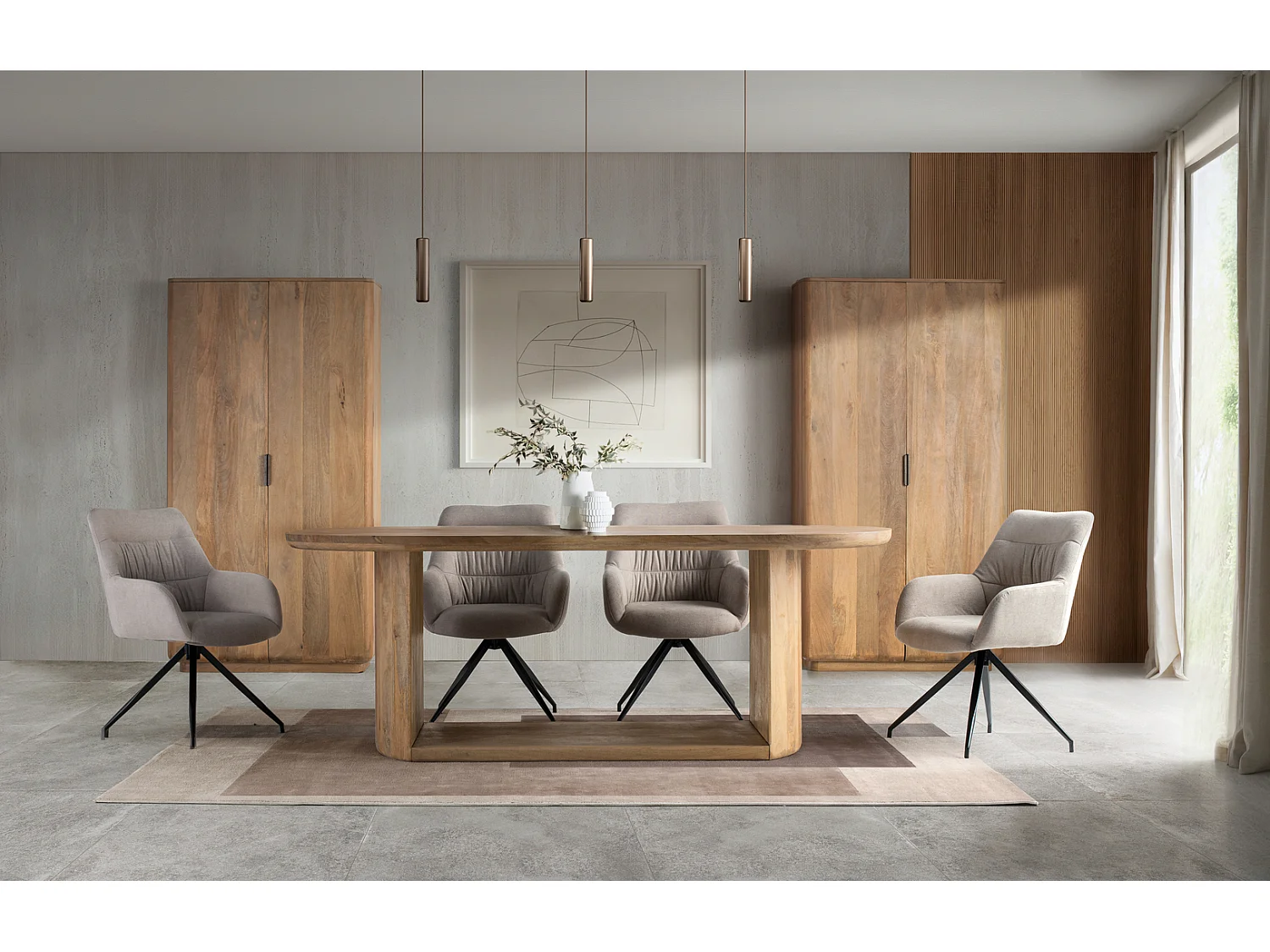 Mesa oval em madeira de mangue 210 cm