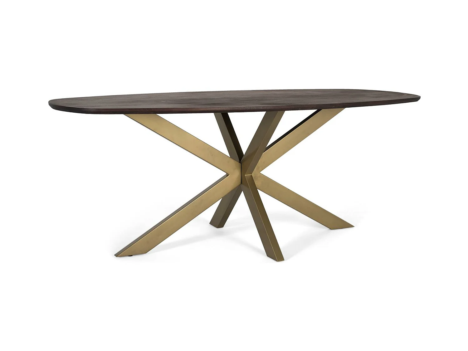 Ovale eettafel in acaciahout en metalen poten 200 cm