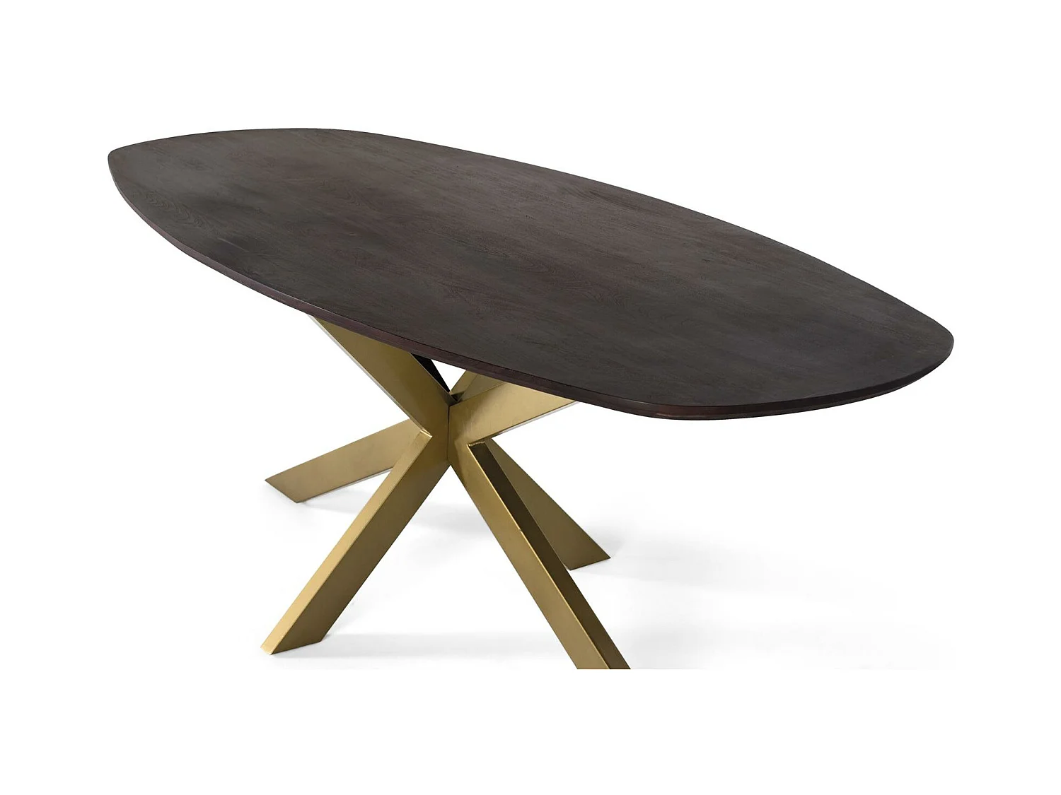 Ovale eettafel in acaciahout en metalen poten 200 cm