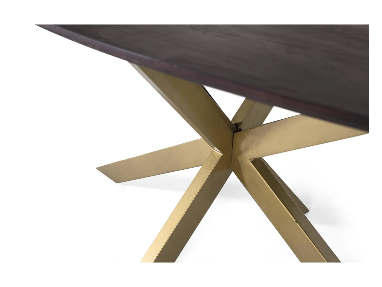 Ovale eettafel in acaciahout en metalen poten 200 cm