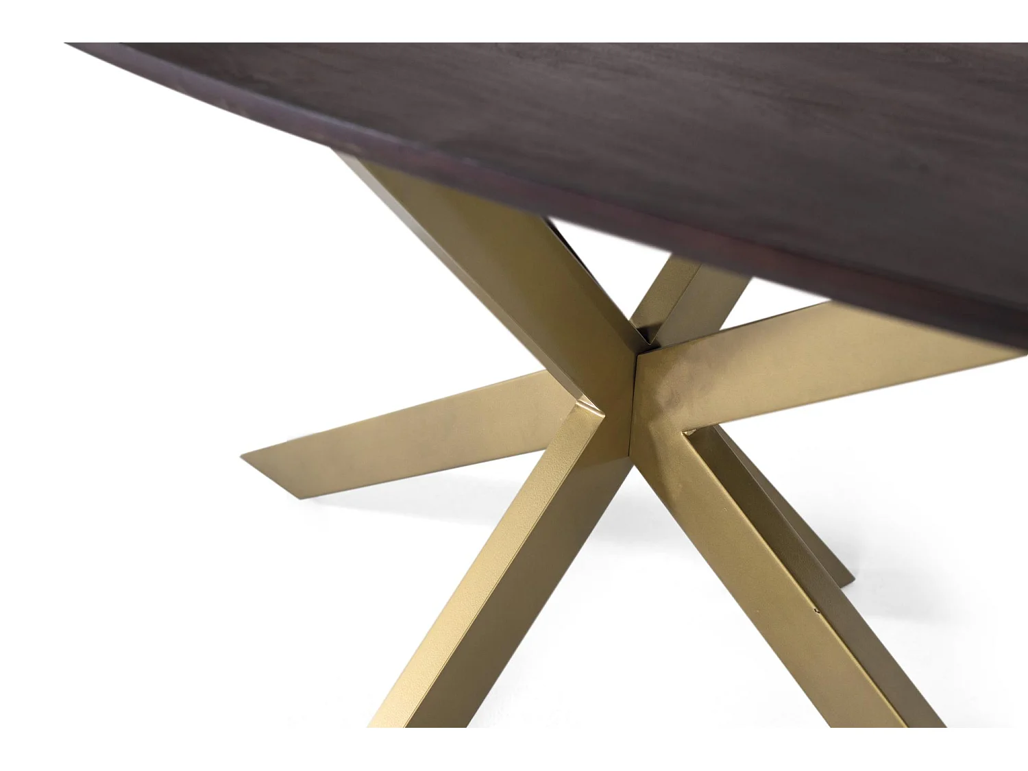 Mesa oval para manjedoura em madeira de acácia com pés de metal, 200 cm