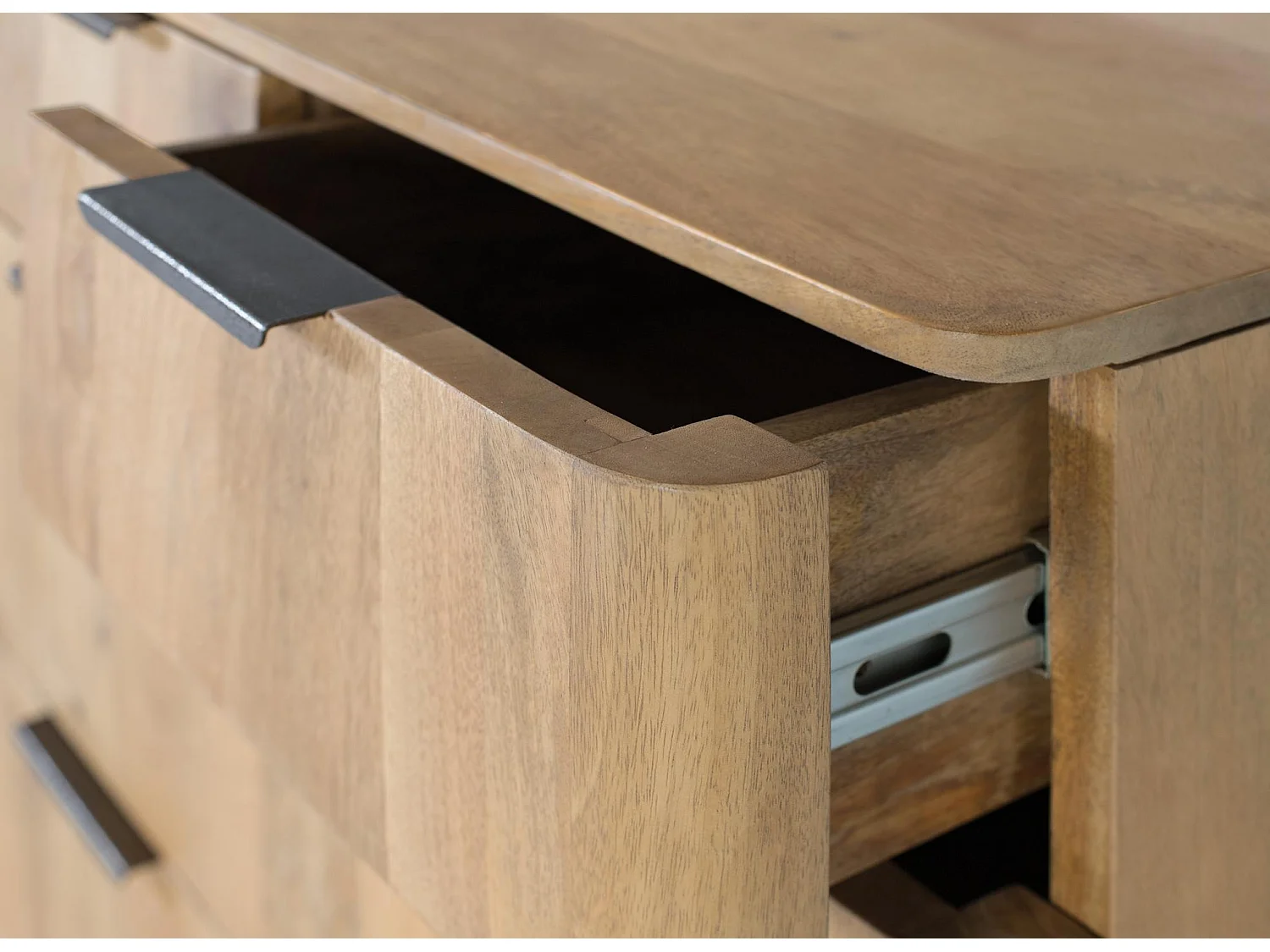 Commode en bois de manguier 85 cm, style rustique moderne - 110 x 85 x 45