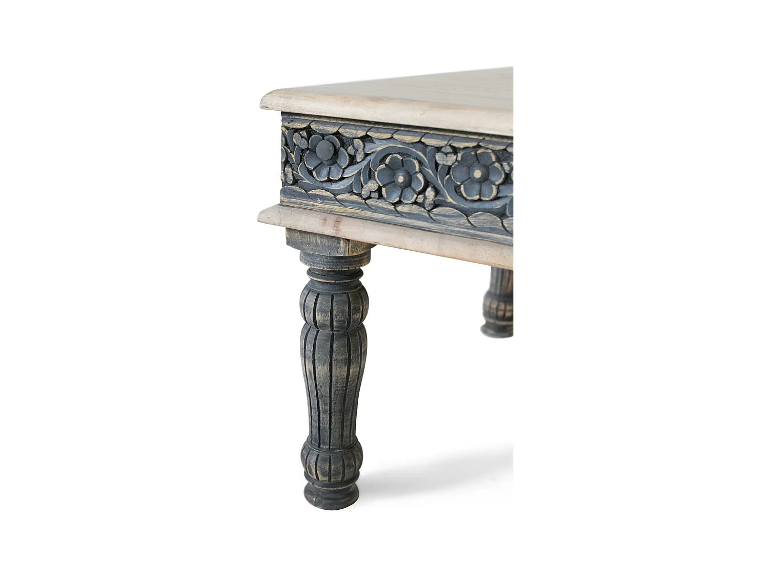 Mangohouten salontafel met ijzeren onderstel, handgemaakt