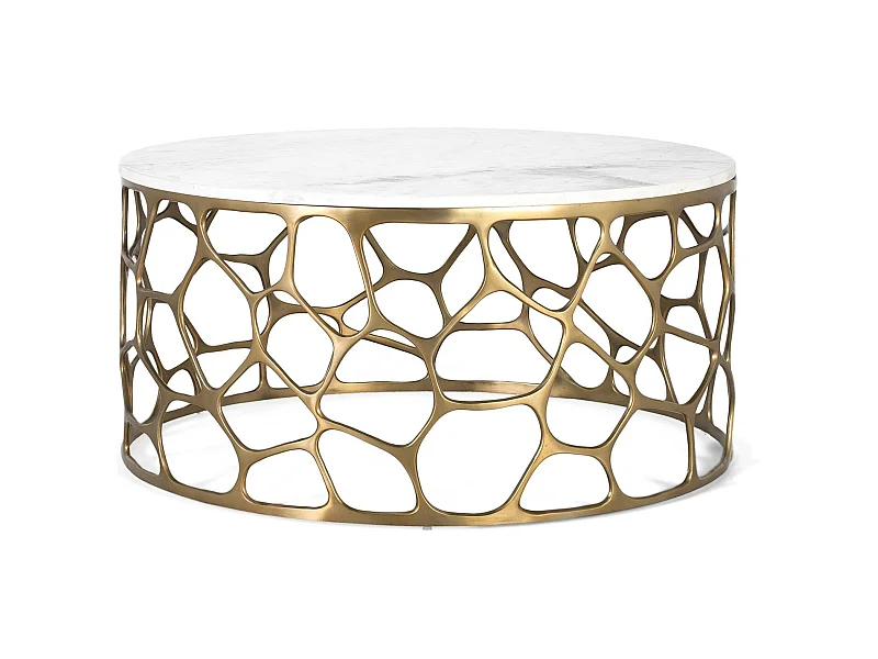 Couchtisch mit Marmor- und Aluminiumplatte