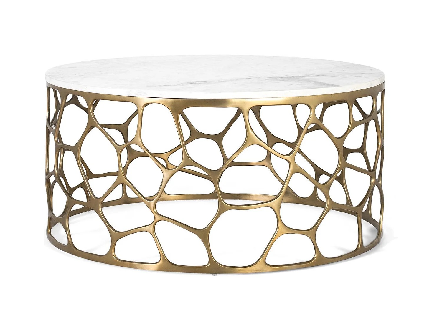 Table basse avec plateau en marbre et aluminium