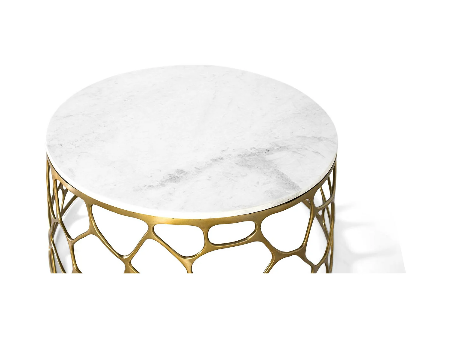 Table basse avec plateau en marbre et aluminium