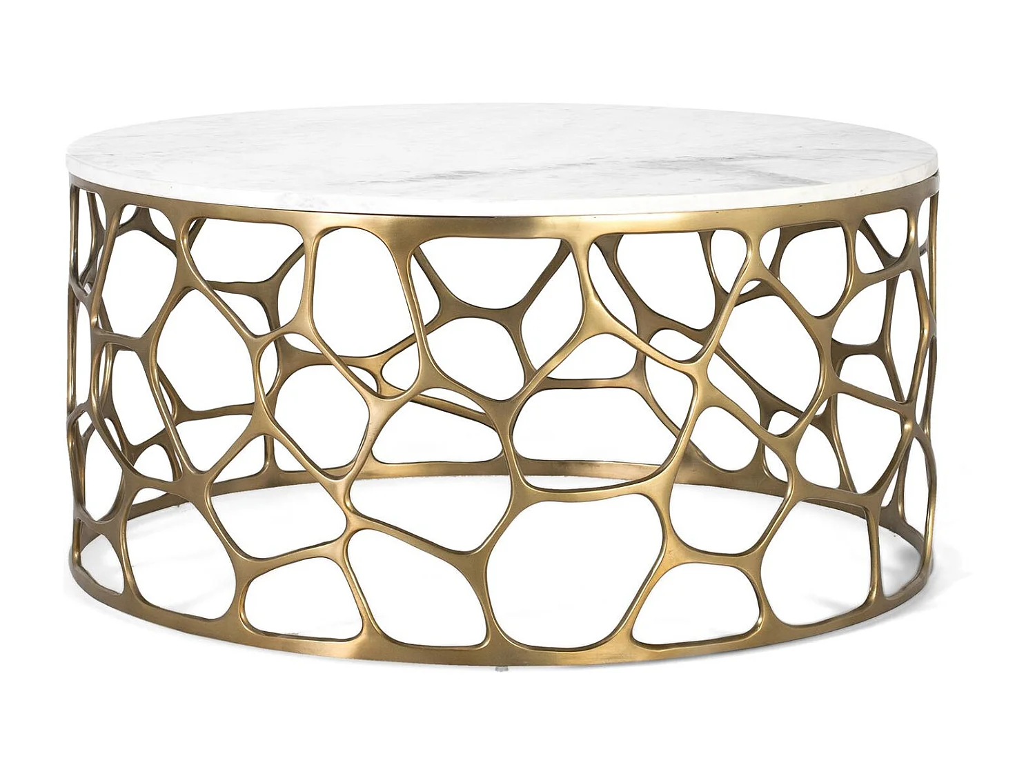 Table basse avec plateau en marbre et aluminium