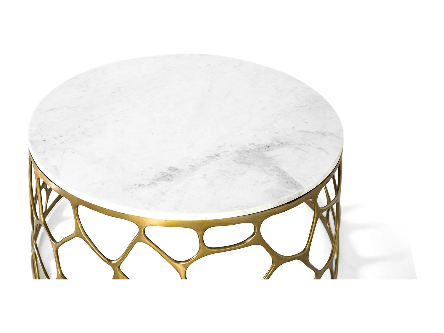 Table basse avec plateau en marbre et aluminium