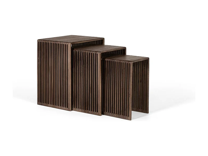 Set di 3 tavoli in legno di teak riciclato