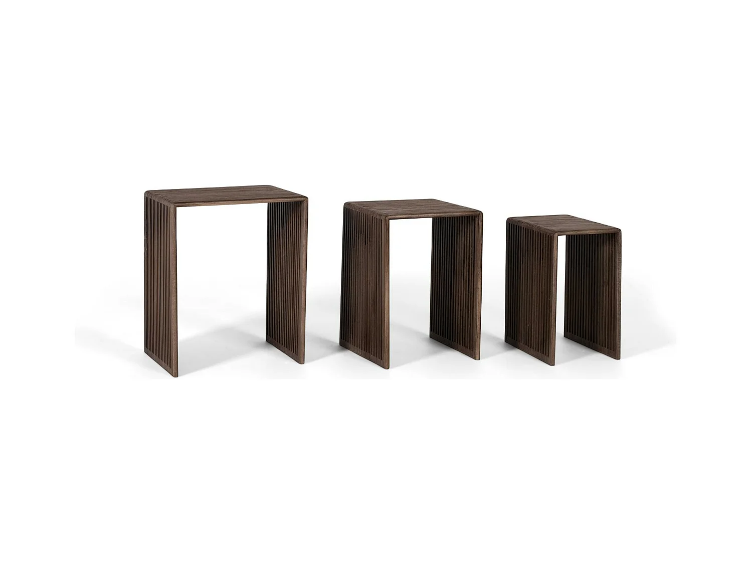 Set van 3 tafels van gerecycled teakhout