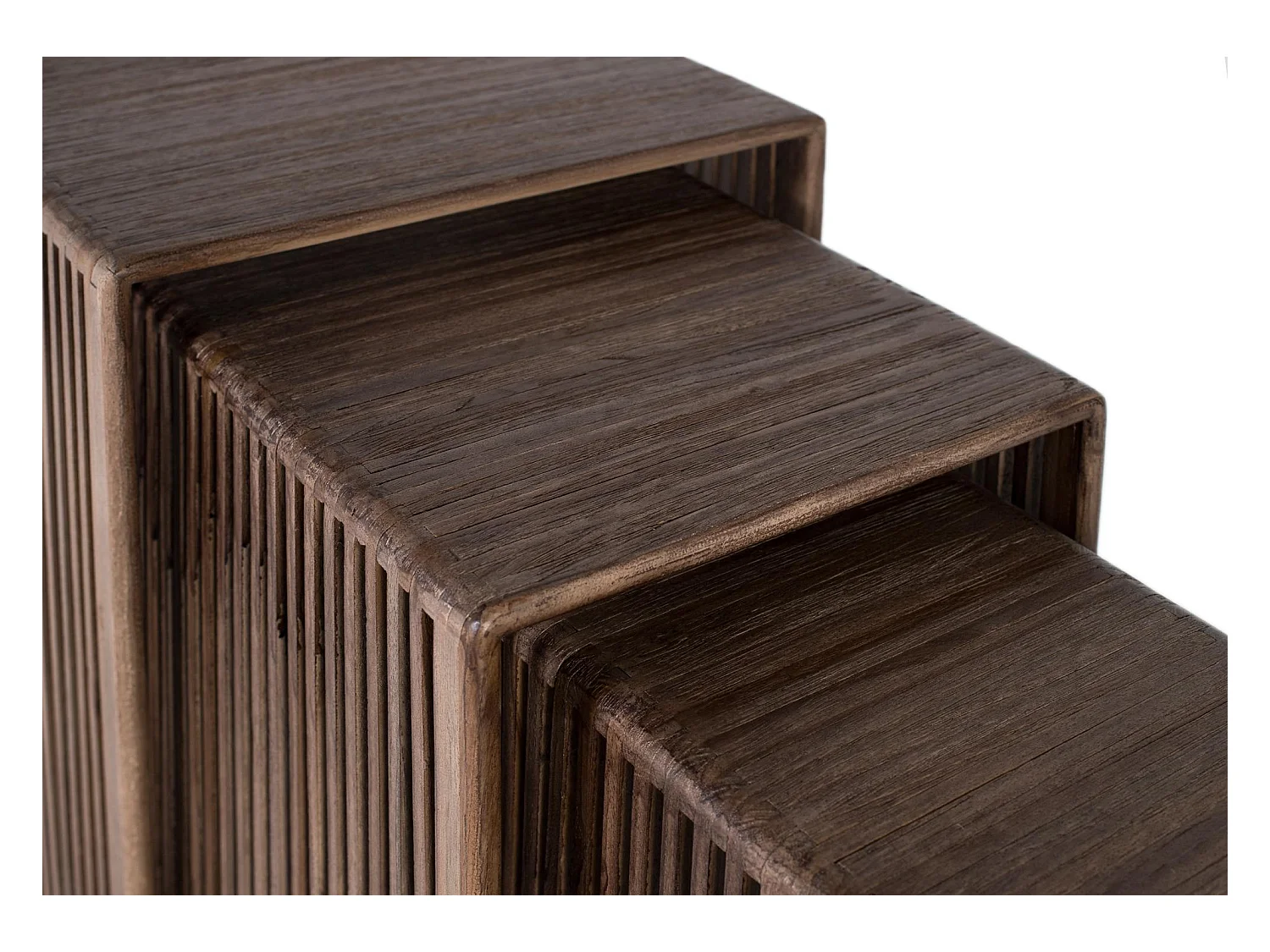 Set van 3 tafels van gerecycled teakhout